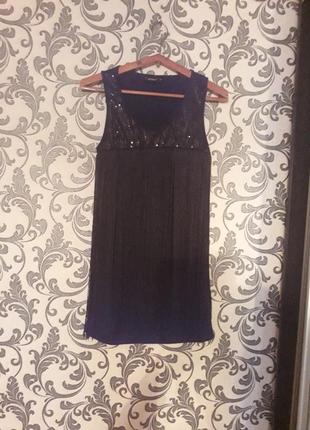 Платье с бахромой и пайетками 44р.