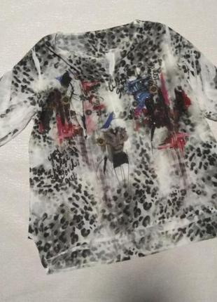 Шифоновая блуза леопардовый принт с рукавом 3/49 фото