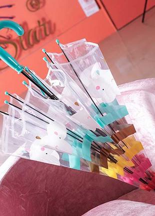 Прозрачный детский зонт rst rst044a облака turquoise механический трость