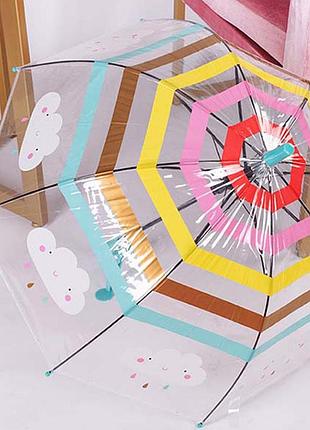 Прозрачный детский зонт rst rst044a облака turquoise механический трость