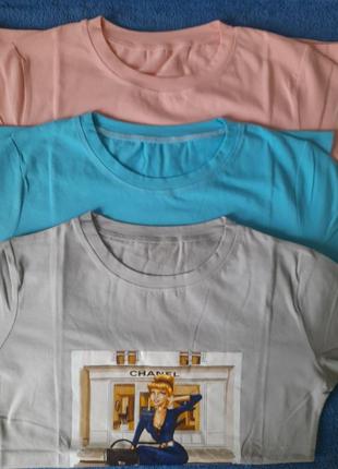 💥распродаж, футболки р.40-46 с принтом серая и персиковая, замеры на фото4 фото