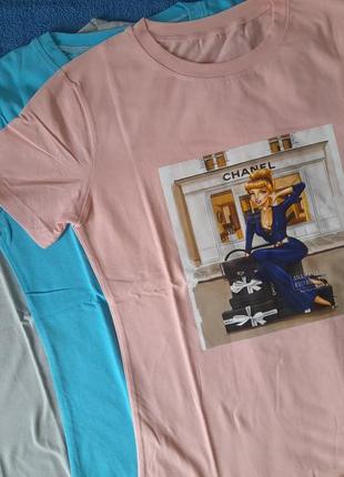 💥распродаж, футболки р.40-46 с принтом серая и персиковая, замеры на фото6 фото