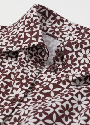 Бавовняна блуза вкорочена блузка сорочка h&m сорочка коттон блузка квіти вкорочена сорочка2 фото