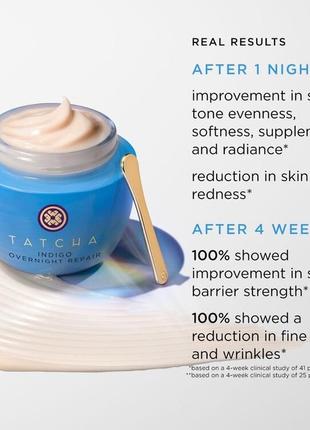 Люкс! восстанавливающая увлажняющая ночная крем-сыворотка tatcha indigo overnight repair serum in cream treatment, 10мл4 фото