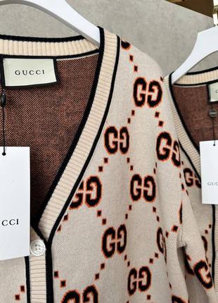 Кардиган в стиле gucci удлиненный беж молоко удлиненный3 фото