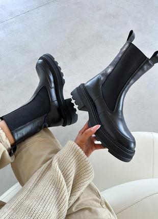 Челсі натуральна шкіра чорні бежеві замша осінь зима