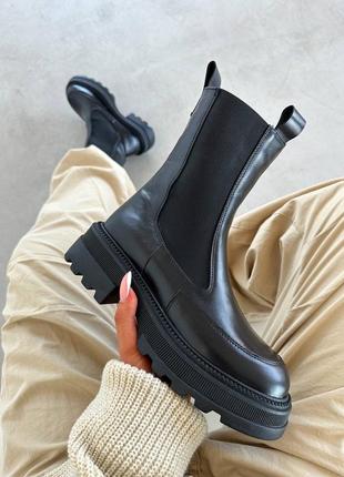 Челсі натуральна шкіра чорні бежеві замша осінь зима