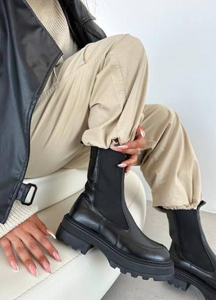 Челсі натуральна шкіра чорні бежеві замша осінь зима