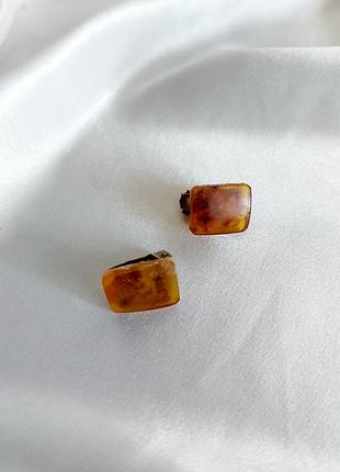 Винтажные янтарные клипсы