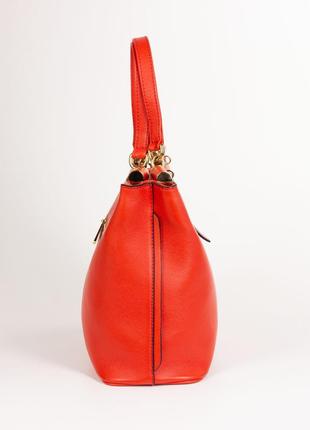 Кожаная женская сумка eminsa 40006 туречевая коралловая5 фото