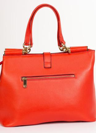 Кожаная женская сумка eminsa 40006 туречевая коралловая4 фото