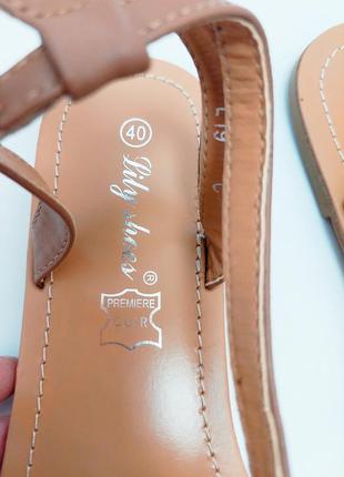 Нові жіночі коричневі босоніжки на застібці на тонкій підошві  від бренда lily shoes. сток3 фото