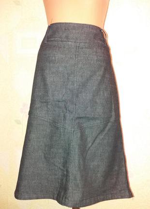 Модная джинсовая юбка миди  асимметричная2 фото