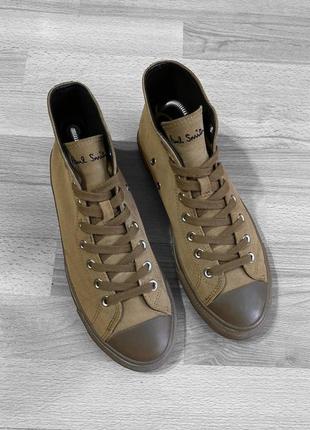 Кеды paul smith leather brown sneakers кроссовки кожаные высокие коричневые converse chuck taylor