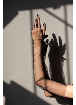 Вечерние перчатки вуаль, сетчастые перчатки высокие, декоративные длинные перчатки фатиновые