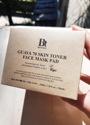 Тонер-пади benton guava 70 skin toner face mask pad 70 шт1 фото