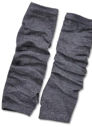 Митенки перчатки без пальцев длинные до локтя тёмно-серые