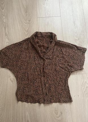 Винтажная блуза рубашка оверсаз в тигровый принт в анималистический принт летняя1 фото