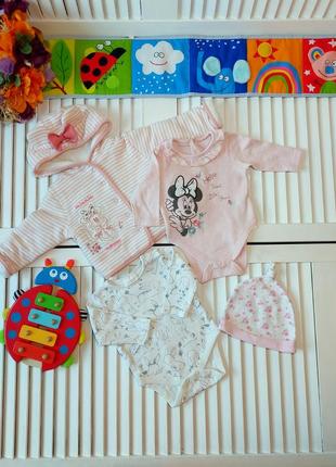 Набор комплект боди кофта на девочку от до 3мес мини маус  disney next