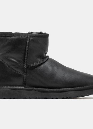 Уги ugg classic mini leather black угги7 фото