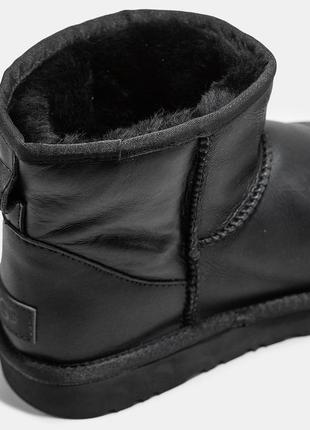 Уги ugg classic mini leather black угги3 фото