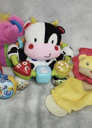 Лот игрушек для малышей коровка vtech лев слоник