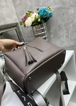 Капучино - стильная качественная сумка lady bags на два отделения с двумя съемными ремнями3 фото