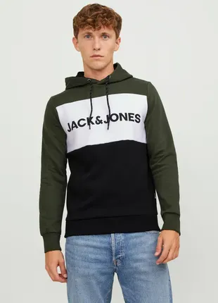 Худи jack &amp;jones logo blocking forest night