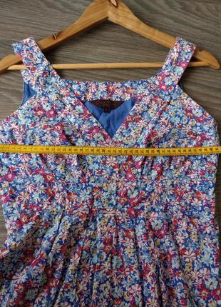 Коттоновое двухслойное платье миди винтаж с цветочным принтом7 фото