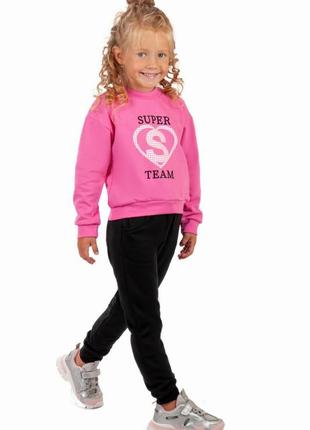 Стильный спортивный костюм для девочек с начесом, утепленный комплект свитшот и спортивные штаны для девочек7 фото