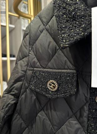 Куртка пальто стеганая в стиле chanel черная3 фото