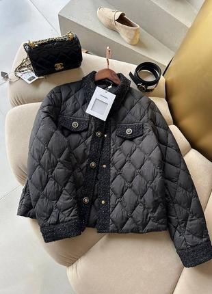Куртка пальто стеганая в стиле chanel черная2 фото