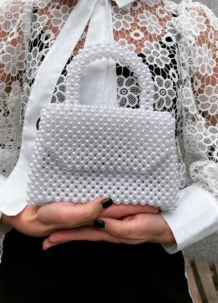 Сумка из бусин жемчужины, zara