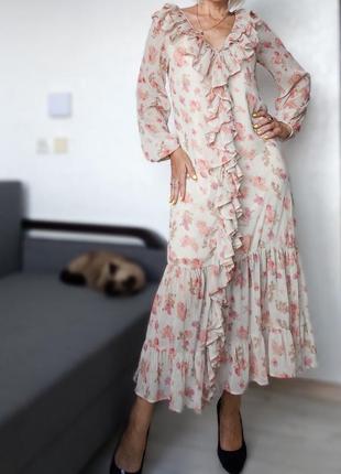 Шифрнова сукня максі волани трапеція оригінал3 фото