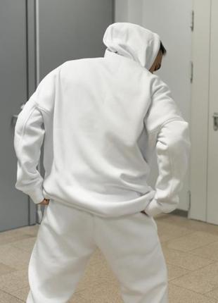 Кофта мужская зимняя оверсайз белая худи зимнее мужское толстовка трехнитка с начесом5 фото