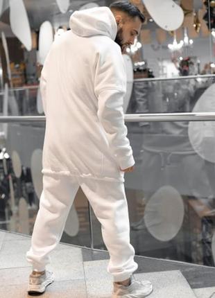 Кофта мужская зимняя оверсайз белая худи зимнее мужское толстовка трехнитка с начесом3 фото