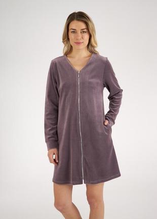 Велюровий жіночий халат на блискавці тм ellen (розмір s.m)