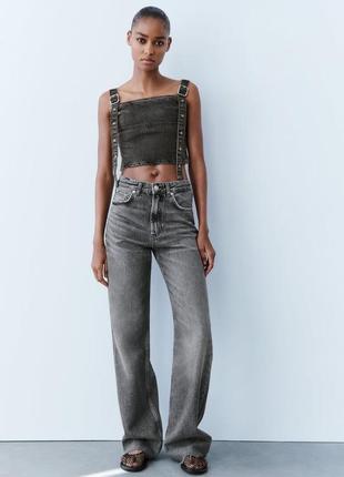 Джинси trf high-rise wide leg zara1 фото