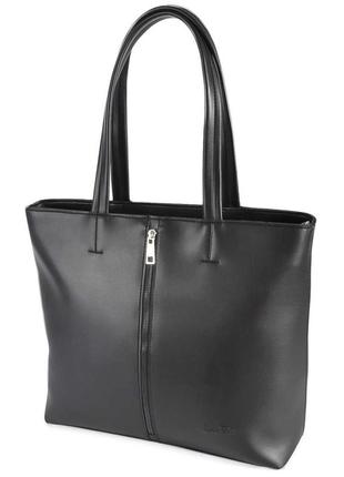 Классическая женская сумка из кожзама 728 черная1 фото