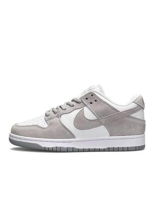 Женские кроссовки nike sb dunk low retro white grey suede