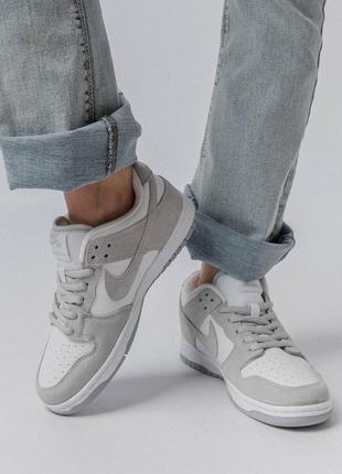 Женские кроссовки nike sb dunk low retro white grey suede