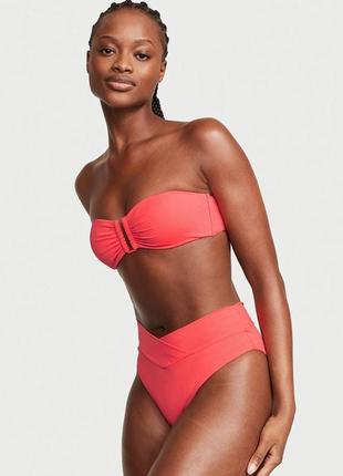 Яркий купальник бандо с высокими плавками victoria’s secret, оригинал