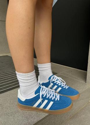 Жіночі кросівки adidas gazelle blue brown | smb2 фото