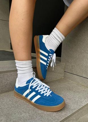 Жіночі кросівки adidas gazelle blue brown | smb4 фото