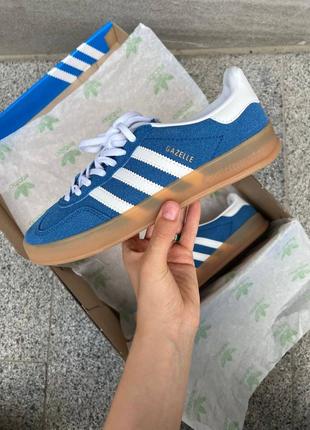 Жіночі кросівки adidas gazelle blue brown | smb3 фото