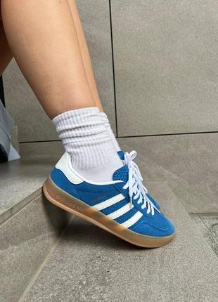 Жіночі кросівки adidas gazelle blue brown | smb8 фото