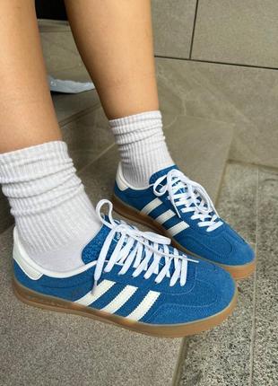 Жіночі кросівки adidas gazelle blue brown | smb5 фото