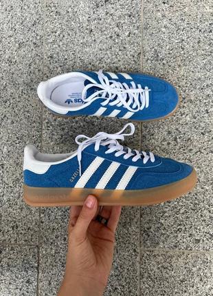 Жіночі кросівки adidas gazelle blue brown | smb10 фото