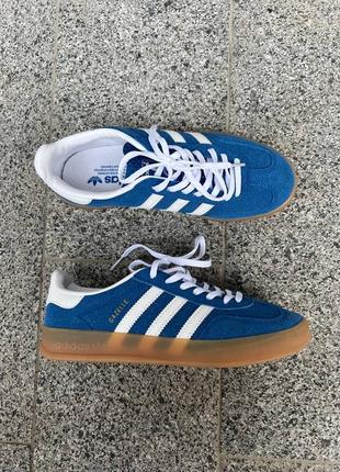 Жіночі кросівки adidas gazelle blue brown | smb1 фото