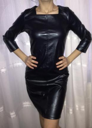 Сукня темно сирено кольору еко шкіра